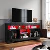 High Gloss 2 Door TV Unit Cabinet 135cm Black TV Stand Sideboard Entertainment