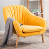 Chenille Fabric Tub Armchair Scalloped Back Oyster Lounge Chairs w/Wooden Legs