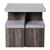 Compact Dining Table and 4 Ottoman Chairs Set Space Saving Storage Kitchen Grey
