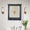 Carved Garden Mirror Wall Mounted Wooden Frame Outdoor Indoor Wood Grain Decor