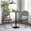 2 PCS Portable Folding Chairs Double Hinged Fabric Dining Chairs W/Footrest Grey