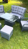 Garden Patio Rattan Furniture Sofa Set 2 Chairs Table 2 Stools 6 Seater Outdoor