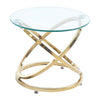 Sofa Side Table Glass Top Bedside End Plant Telephone Stand Golden Chrome Base