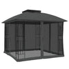 Gazebo with Double Roof and Mesh Walls Anthracite 2.94x2.94 m Steel B3I4