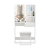 White LED Dressing Table Makeup Vanity with Mirror Drawers & Stool Modern
