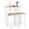 Natural Dining Table Set 3PCS with 2 Stools Storage Rack Footrest