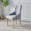 4x Grey Wood Dining Chairs Rivet Armchairs&White Marble MDF Top Dining Table Set