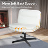 Cross Legged Desk Chair Computer PU Leather Vanity Chairs Armless Home Office