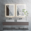 Large Illuminated LED Bathroom Mirror Cabinet Demister Sleek Aluminum Frame Unit