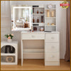 Dressing Table with Mirror Drawer Light Makeup Vanity Desk Open Shelves Bedroom