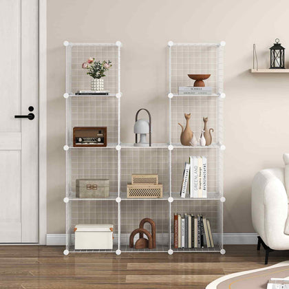 12 Cube Storage Rack DIY Metal Wire Grid Bookcase
