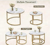 Round Coffee Tables, Removable Set of 2 End Table with Gold Metal Frame Legs