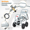 Outside Portable Water Hose Holder Garden Hose Reel Cart Water Hose Cart Silver