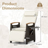 Outdoor Rattan Recliner Chair Wicker Reclining Lounge Chair w/ Armrests White