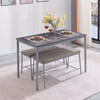 Rectangular Grey Faux Leather Dining Bench with Metal Storage Shelf Shoes Bench