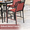 2 PCS Outdoor Patio Chair Fabric Bar Stool Metal Frame Counter Height Chairs