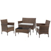 4 Piece Rattan Garden Furniture Set Table Chairs Sofa Wicker Outdoor Patio Set