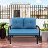 2 Seater Blue Outdoor Glider Bench with Cushions