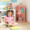 Round Spinning Corner Bookcase Kids Rotating Bookshelf Pink