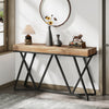 55 Inch Industrial Console Table, Wooden Entryway Sofa Table with Metal Base