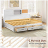 Daybed Frame Double Guest Bed with Sliding Door Cabinet