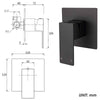 Concealed Shower Mixer Valve Tap Square Black Bathroom Shower Head Valve Set