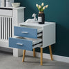 Blue Bedside Table 2 Drawers Modern Nightstand Cabinet Wood Legs Side Table