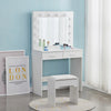 White Modern Dressing Table with LED Lights Mirror Vanity Make up Desk Stool Set