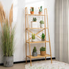 4-Tier Ladder Shelf Bamboo Bookshelf Bookcase Storage Organizer Plant Stand
