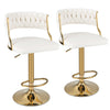 Set of 2 Bar Stools 360° Swivel Counter Height Upholstered Velvet Adjustable