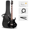 Glarry Electric Guitar 5 Way Rosewood Fire Flame Switch Pickup Full Set Black