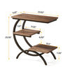 C Shaped End Table, 3 Tier Industrial Small Side Table Wood Bedside Table