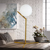 Desk Lamp Indoor Lighting Table Bedside Light w/ White Glass Ball Lampshde Decor