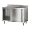 110cm Single Bowl Stainless Steel Catering Sink Cabinet w/Platform &Sliding Door