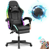 RGB Office Reclining Chair with Footrest & Bluetooth Music Speakers Gaming Chair