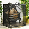 Black Ornate Scroll Three Fold Fireguard Fire Screen Spark Guard