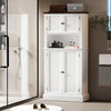 128cm Freestanding Kitchen Cupboard 4-door Storage Cabinet & Open Compartment UK
