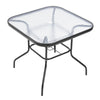 80cm Outdoor Garden Square Dining Table Patio Tempered Glass Top w/ Parasol Hole