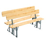 Outdoor Wooden Folding Beer Table Bench Set Trestle Garden Steel Leg w/ Backrest