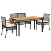 LAPOOH 4 Piece Garden Dining Set with Cushions Black Poly Rattan,Garden O5L3