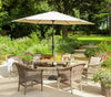 Palermo 6 Seater Rattan Effect Patio Set 8pc Complete w/Parasol & Back Cushions!