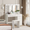 White Dressing Table With LED Makeup Desk MDF with 4 Drawers Bedroom Modern