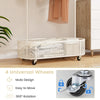 Portable Mobile Clothes Hanging Rod Kids Clothes Rack w/ Basket-White