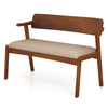 2-Seat Rubber Wood Bench with Soft Padded Seat-Walnut
