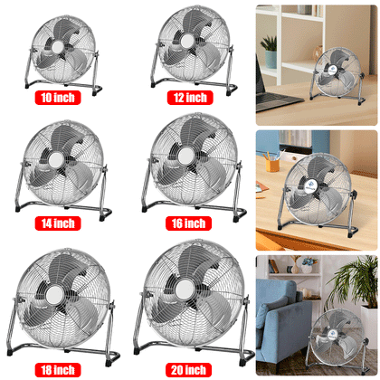 4 Speeds Floor Fan High Velocity Standing Electric Air Cooling Fan Gym Office