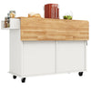 Kitchen Island Rolling Trolley Storage Cabinet with 2 Drawers & Wood Effect Top