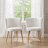 2/4× Teddy Fleece Dining ChairCurved Backrest Kitchen Living Room Side Chairs