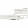 4FT6 White Wooden Double Bed Pine Wood Bed Frame with Storage Drawer & Shelves