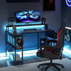 L-Shaped Gaming Desk 120 cm Computer Desk with LED Lights-Black