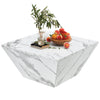 Modern Coffee Table Marble-Look Wooden with Storage Drawer Living Room Furniture